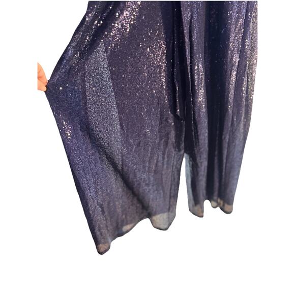 LANE BRYANT MARITIME BLUE SEQUIN FLUTTER SLEEVE WIDE LEG JUMPSUIT SZ 26/28 GLAM - Picture 14 of 14